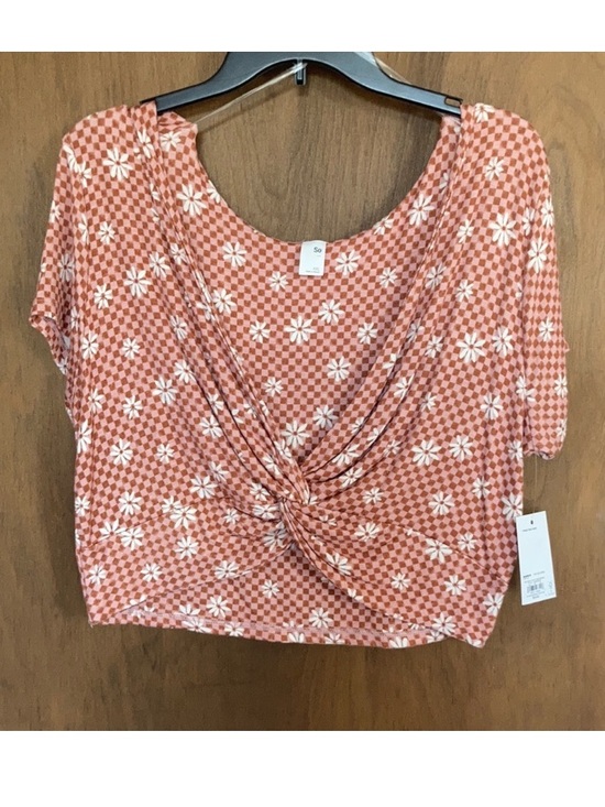 SO Tops - SO reversible twist tee crop top check daisy print floral boho XXL jrs